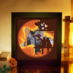 Valentinstag Shadow Box 7, Foto Rahmen Vorlage, SVG Digital Download Dateien, Schattenbox SVG, Valentinstag Geschenke, Paar Silhouette