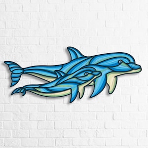 Dolphin Family SVG, Dolphin 3D Mandala SVG files, Dolphin Family Laser Cutting, Cricut SVG, Découpe de contreplaqué, maison d’art mural, Laser, dxf, dwg