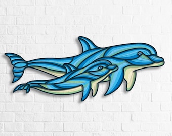 Dolphin Family SVG, Dolphin 3D Mandala SVG files, Dolphin Family Laser Cutting, Cricut SVG, Plywood cutting, wall art home, Laser, dxf, dwg