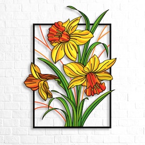 Narcissus Bloem Meerlaags SVG, Bloemen 3D Mandala SVG bestanden, Meerlaags Paneel voor Lasersnijden, Cricut SVG, Multiplex snijden, Narcissus