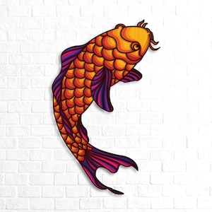 Gouden Vis meerlaagse SVG, Japanse vis 3D Mandala SVG bestanden, Meerlaags paneel voor lasersnijden, Vis Cricut SVG, Multiplex snijden