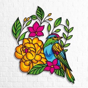 Spatz Mandala SVG, Spatz 3D Layered, Multilayer Panel zum Laserschneiden, Cricut SVG, Kolibri Futter, Wand Kunst Zuhause, Vogel svg,