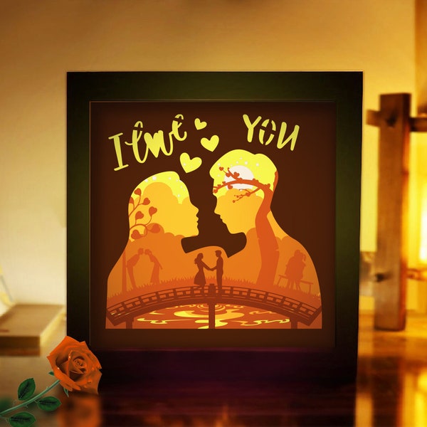 Couple Love Silhouette SVG, Valentine's Day Shadow Box, SVG Digital Download Files, Shadow Box SVG, Valentine's Day Gifts, Love Digital File