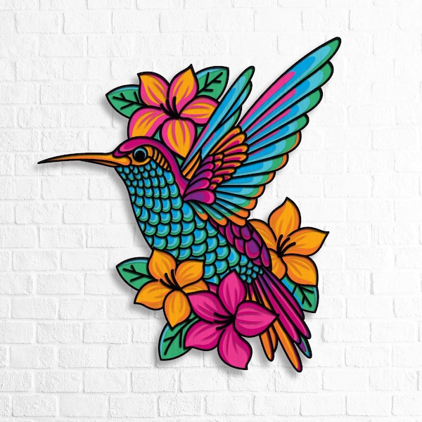 Colibri Mandala SVG, Colibri 3D Layered, Panneau multicouche pour la découpe au laser, Cricut SVG, mangeoire pour colibri, maison d'art mural,