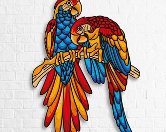 Parrot multilayer SVG, Parrot 3D Mandala SVG files, Multilayer Panel for Laser Cutting, Cricut SVG, Plywood cutting, Laser cut dxf