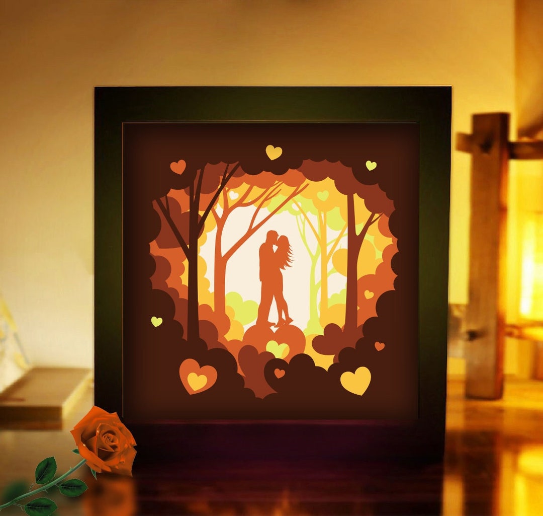 Valentines Day Photo Lightbox , 3D Paper Cut Shadow Box, SVG Digital ...