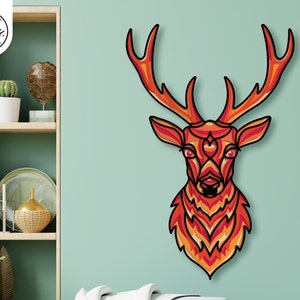 Deer 3D SVG, Deer Cricut, 3D layer svg, Plywood cutting, 3D Forest Deer cutting, SVG file, Deer mandala plywood, deer wall art, Hunter svg,