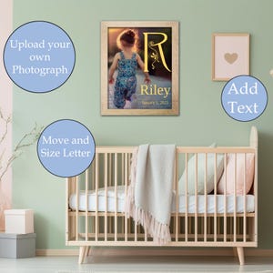 Monogram letter R, editable, printable custom initial print wall art. Gift for wedding, last name sign, dorm room or nursery in 2 sizes.