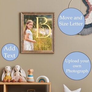 Monogram letter B, editable, printable custom initial print wall art. Gift for wedding, last name sign, dorm room or nursery in 2 sizes.