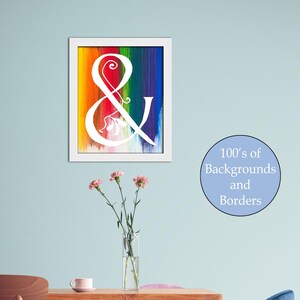 Monogram ampersand &, editable, printable custom initial print wall art. Gift for wedding, last name sign, dorm room or nursery in 2 sizes.
