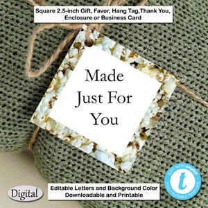 Etiquetas de regalo, etiquetas de agradecimiento, etiquetas de palomitas de maíz cuadradas de 2,5 pulgadas, etiquetas personalizables, editables e imprimibles para la decoración de su fiesta personalizada