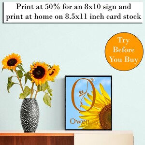 Monogram letter O, editable, printable custom initial print wall art. Gift for wedding, last name sign, dorm room or nursery in 2 sizes.