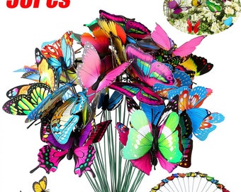 Art Butterfly Stakes Outdoor Yard Planter Flower Pot Bed Garden Decor Yard 10Pcs Art Butterfly Stakes Outdoor Yard Planter Flower Pot Bed Garden Decor Yard 10Pcs