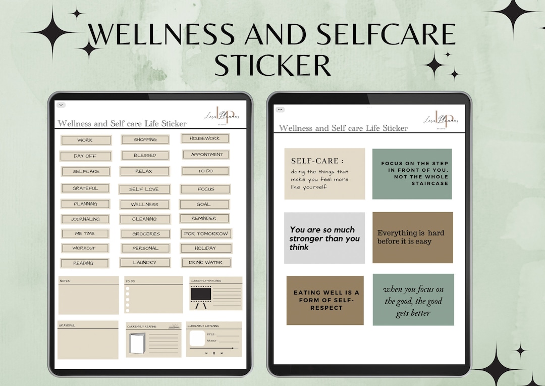 Wellness and Self Care Digital Sticker, Quotes Wellness and Self Care ...