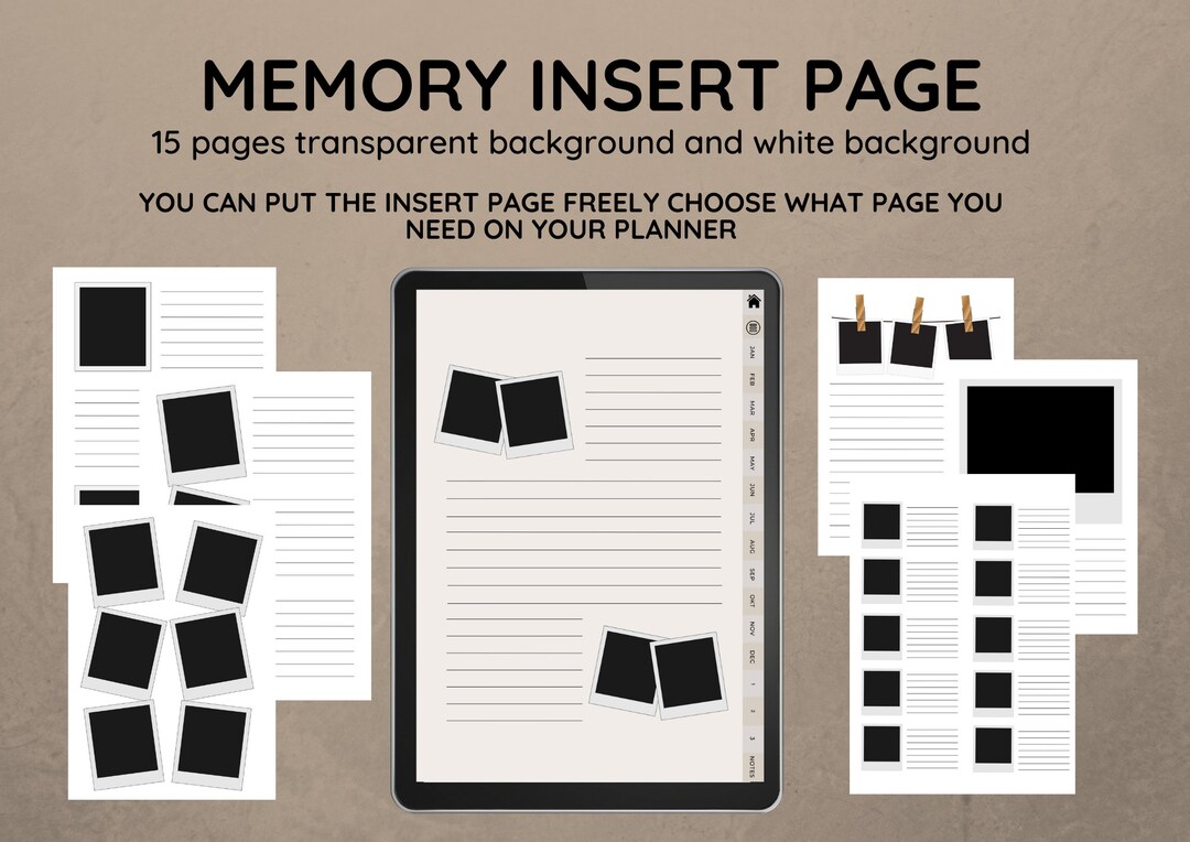 Memory Insert Page, Memory Digital Template, Customize Planner, Memory ...