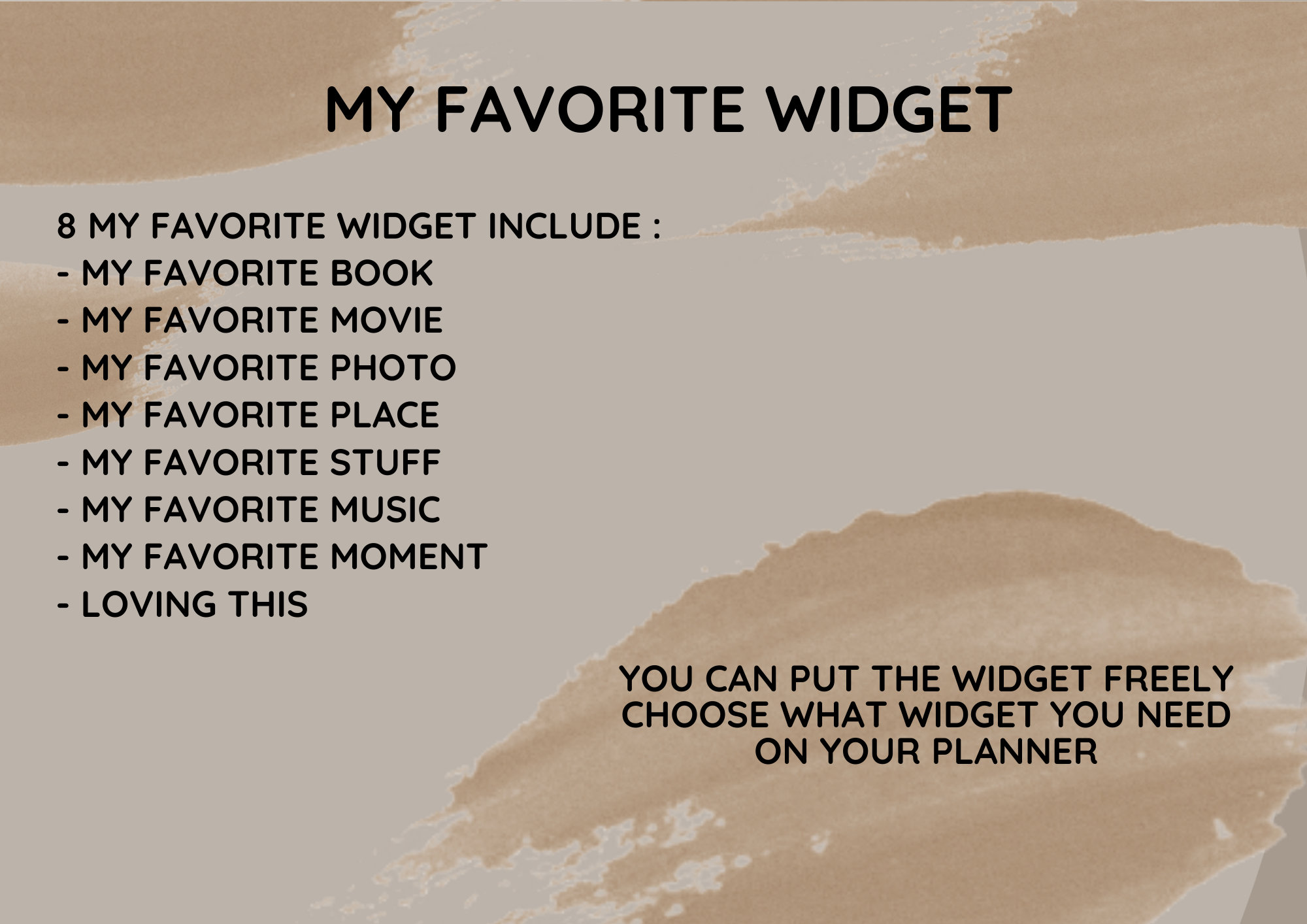 My Favourite Life Widget Widget Widget Planner Customised Planner Etsy