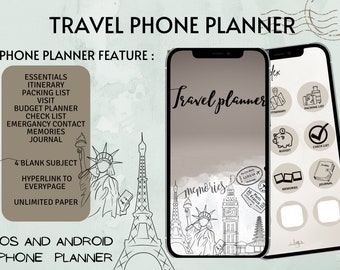 Phone Planner, Travel Phone Planner, Travel Digital Planner, Planner for Phone