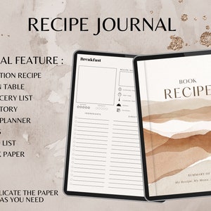 Digital Recipe Planner, Digital Recipe Book, Recipe Journal, Recipe Planner