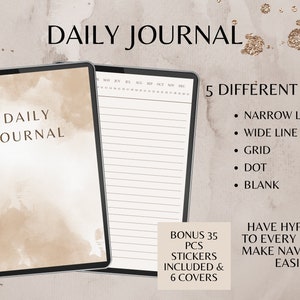 Digital Daily Journal, Digital Journal for iPad, Goodnotes Journal,  Notability Journal, Hyperlinked Journal, Journal Diary,