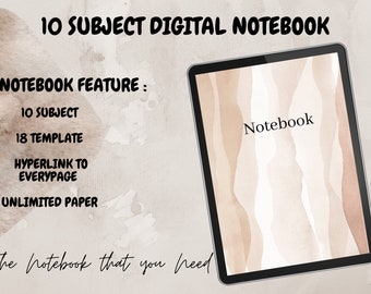 Digitaal notitieboek, hyperlink (pdf-bestand), digitaal notitieboek, iPad-notitieblok, digitaal dagboek, esthetisch notitieblok