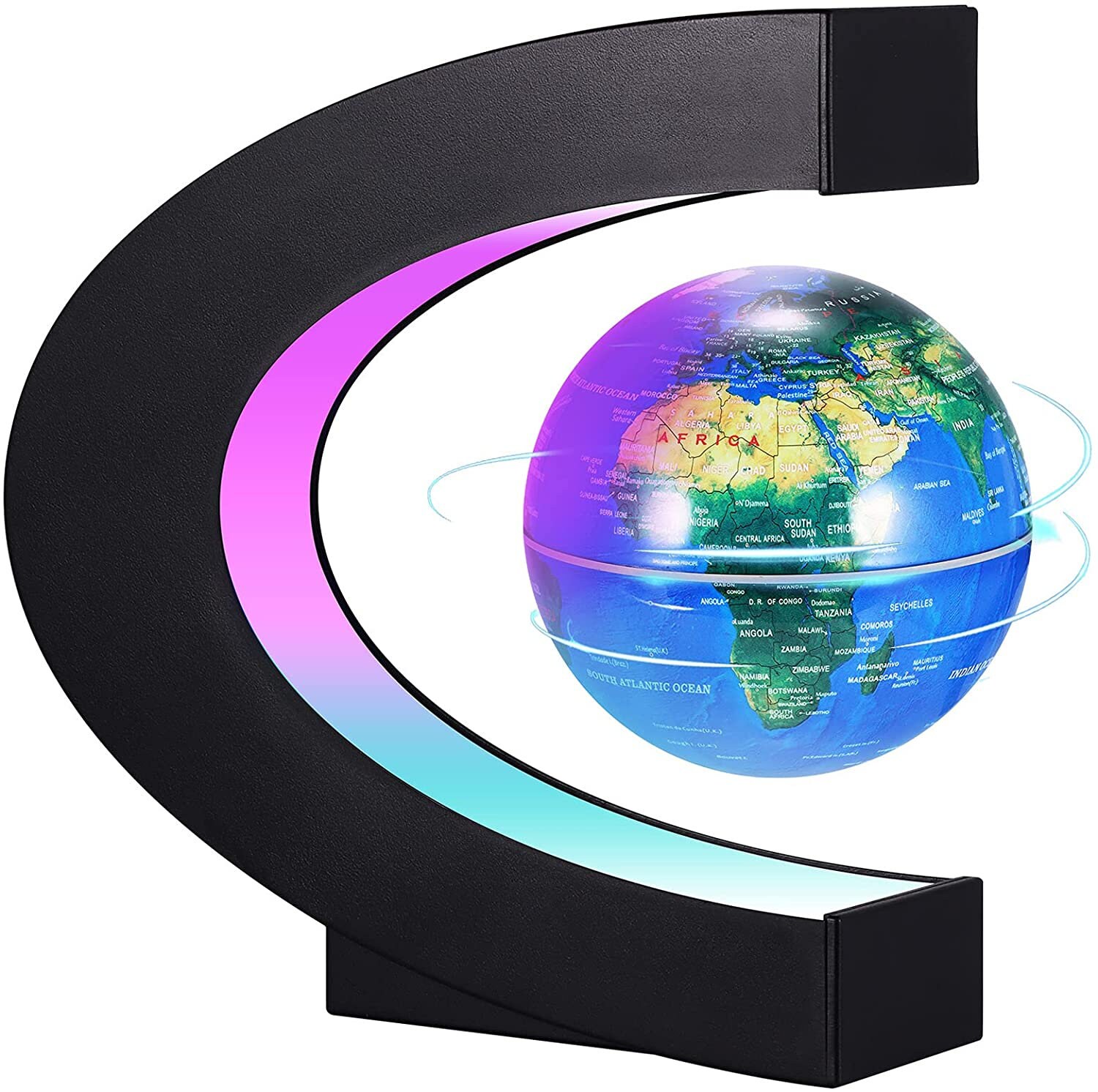 Globe Terrestre Lumineux en Lévitation Magnétique Flotant, Interactif avec Lumières Led Pour Educati