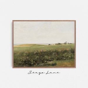 Spring Summer Grass Field Meadow Painting | Vintage Wall Art Digital Printable | Fresh Green Palette | SL160