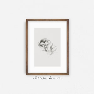 Floral Flower Bloom Botanical Sketch | Vintage Wall Art Digital Printable | Hand-drawn Floral Neutral Colors | SL158