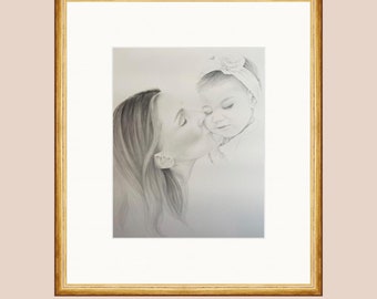 Order by May 6 to get it by Mother's Day! Hand-Drawn Portrait From Photo with Pencil Custom Portrait for Mother's Day