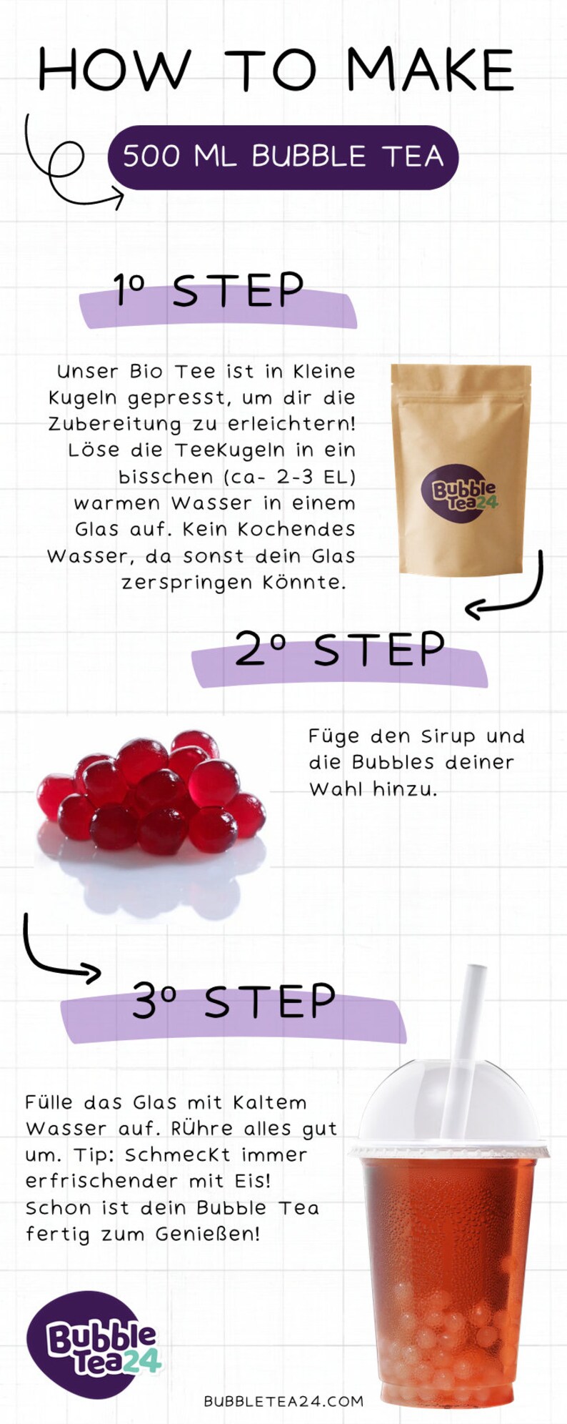 Fruity DIY Bubble Tea Home Kit Mit 5 Sorten Popping Boba & Sirup