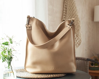 Bolsos Hobo de cuero al hombro. Bolsos de piel auténtica hechos a mano para mujer. Monederos de cuero. Bolsa de viaje de cuero. Regalo del día de la madre. Junio.