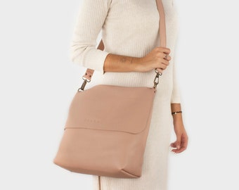 LAST UNITS. Leather Crossbody Bag. Handmade Crossbody Bag. Leather Shoulder Bag. Minimalist Work Bags for Women. 12 colors. Joy XL