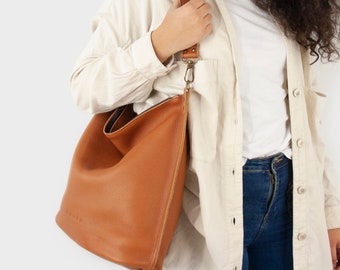 Soft Leather Hobo Bag for Women. Handmade Genuine Leather Bag. Personalized Gifts for her. Leather Travel Bag. Available in 10 colors. June.