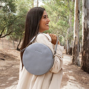 Handmade Leather Crossbody Bag: Soft Round Shoulder Bag, 13 Colors