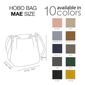 Shoulder Leather Bag. Handmade Leather Bag. Shoulder Bucket Bag. Handmade Gifts for her. Crossbody Purse. Available in 10 colors. Mae. image 9