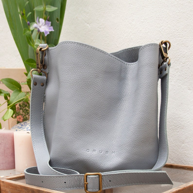 Shoulder Leather Bag for women. Genuine Leather Bag. Bucket Bag. Gift for women. Leather Purse. Travel Bag. Crossbody Purse. 10 colors. Mae. image 1