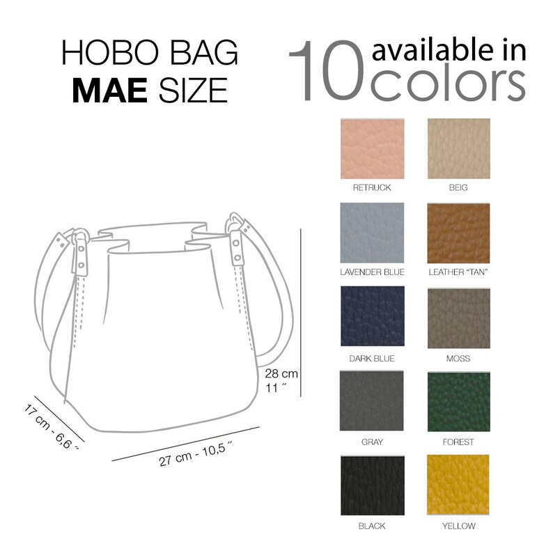 Shoulder Leather Bag. Bucket Bag for Women. Crossbody Bag. Unique Handmade Gifts for her. Crossbody Purse. Available in 10 colors. Mae. image 9