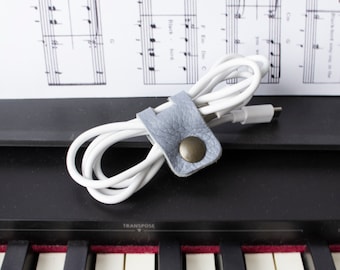 Personalized Leather Cable Holder: Handmade Cord Organizer