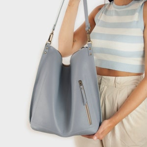 Shoulder Leather Hobo Bags. Handmade Genuine Leather Bags for women. Leather Purses. Leather Travel Bag. Mother's day present. June. Lavender blue