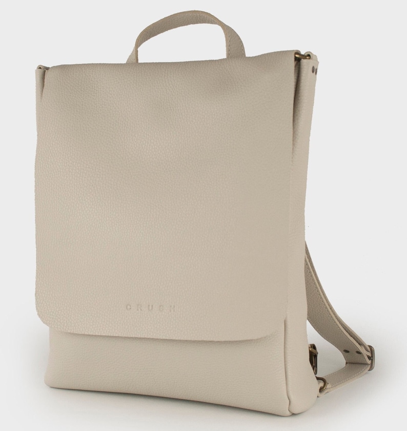 Full grain leather backpack. Convertible laptop backpack. Handmade backpack for travel. Gift for her. Work Bag for Women. Minimalist.BIG LEA image 2