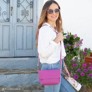 Handmade Leather Purse. Minimalist Crossbody Travel Bags for Women. Leather Shoulder Bag. 1st mothers day gift. Available in 23 colors.JOY S Mallow - Pegasus