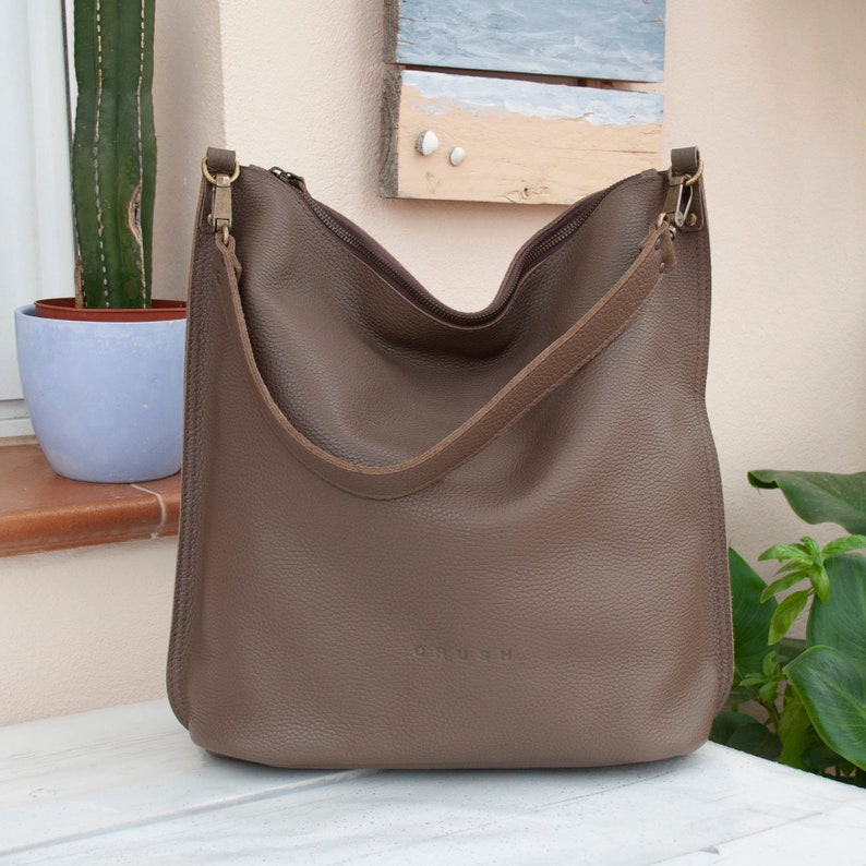 Soft Leather Hobo Bags for Women. Handmade Genuine Leather Bag. Leather Shoulder Bag. Handmade Gift Idea for Mom. 10 colors. June Moss