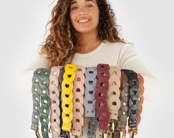 Customizable Leather Bag Strap: Multicolor Braided Link, Interchangeable Design