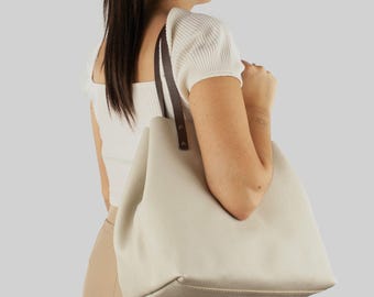 Full Grain Leather Tote Bag: Everyday Handbag, Travel Bag. DIARA