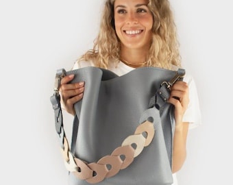 Handcrafted Leather Bucket Bag: Adjustable Shoulder Bag, Everyday Carry. MAE