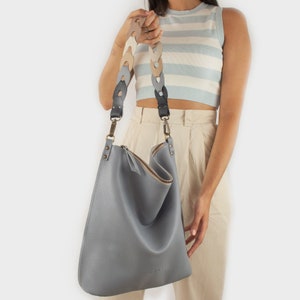 Shoulder Leather Hobo Bags. Multicolor link strap. Handmade Genuine Leather Bags. Gifts for women. Work Bags for Women. 10 colors. June. Lavender blue