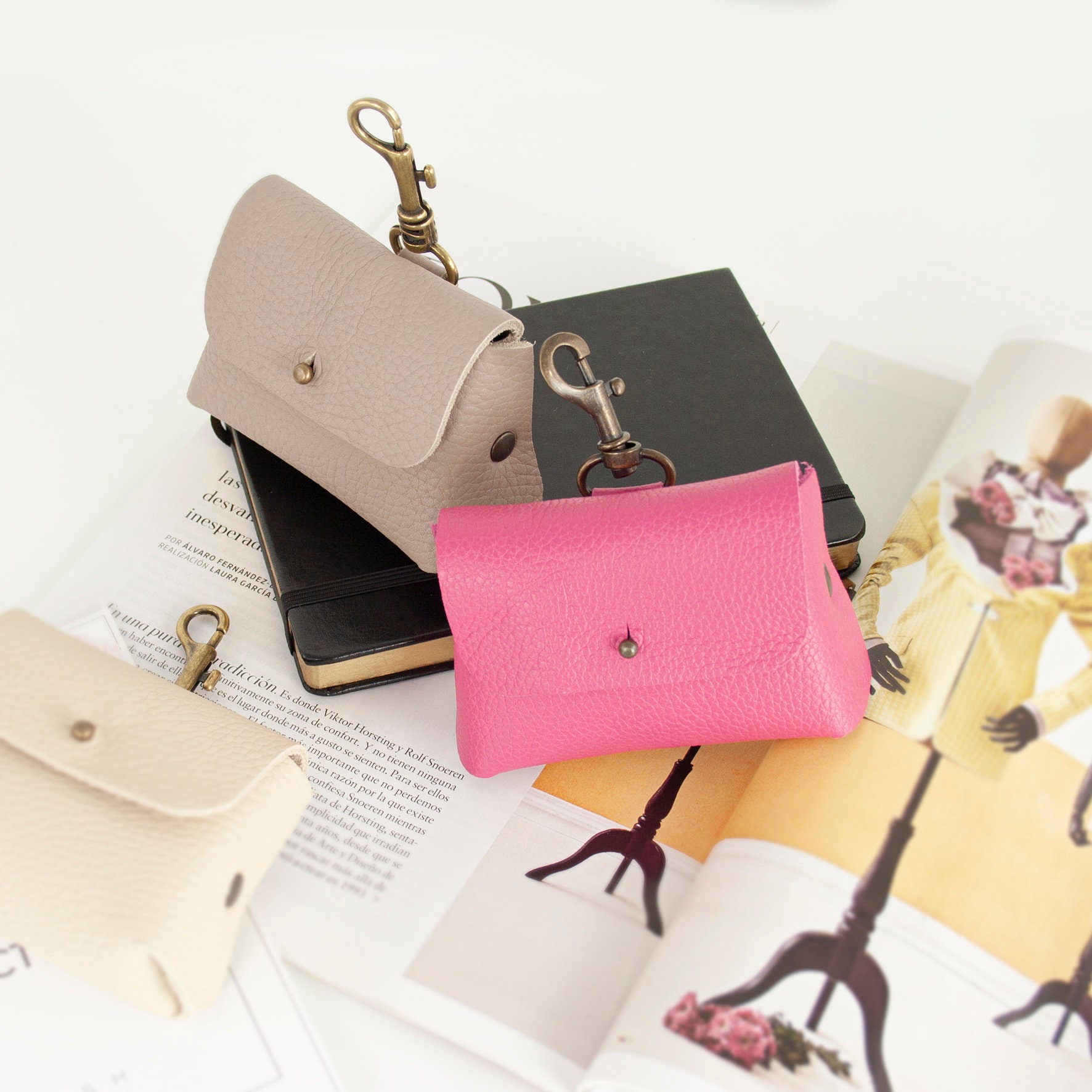 Mini Leather Bag Charm. Leather Mini Bag Keychain. Small