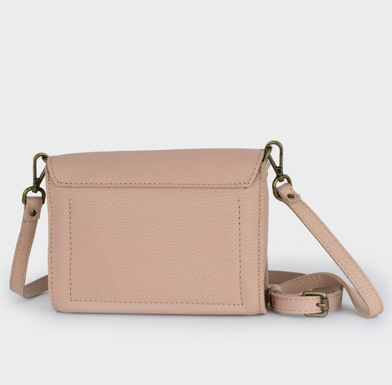 Bolso bandolera pequeño de piel para mujer. Bolsos de cuero hechos a mano. Bolso bandolera de piel. Bolsa de todos los días. Monederos para damas. Regalo para madre. NEMI imagen 3