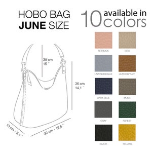Shoulder Leather Hobo Bags. Handmade Genuine Leather Bags. Custom Bags for Women. Leather travel bag. Gift for her. 10 colors. June. image 9