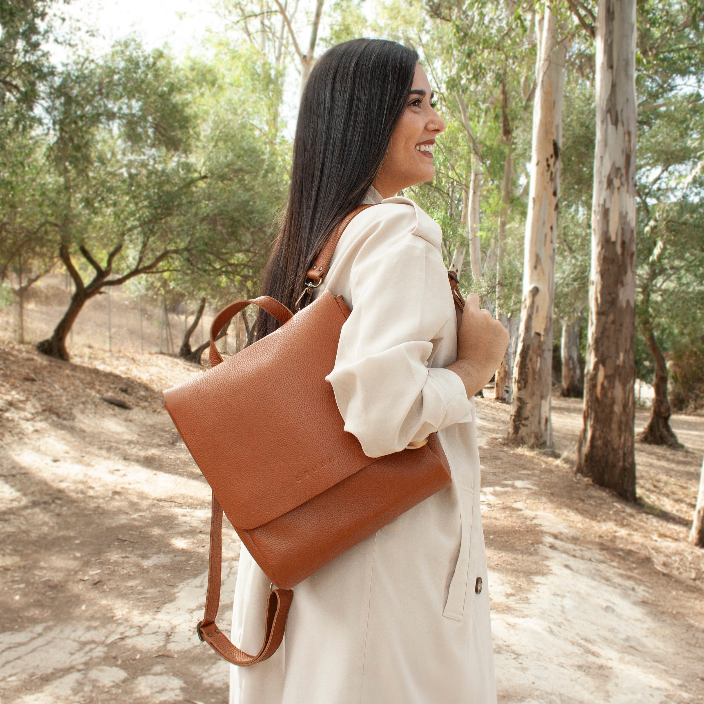 Full Grain Leather Convertible Backpack: Women