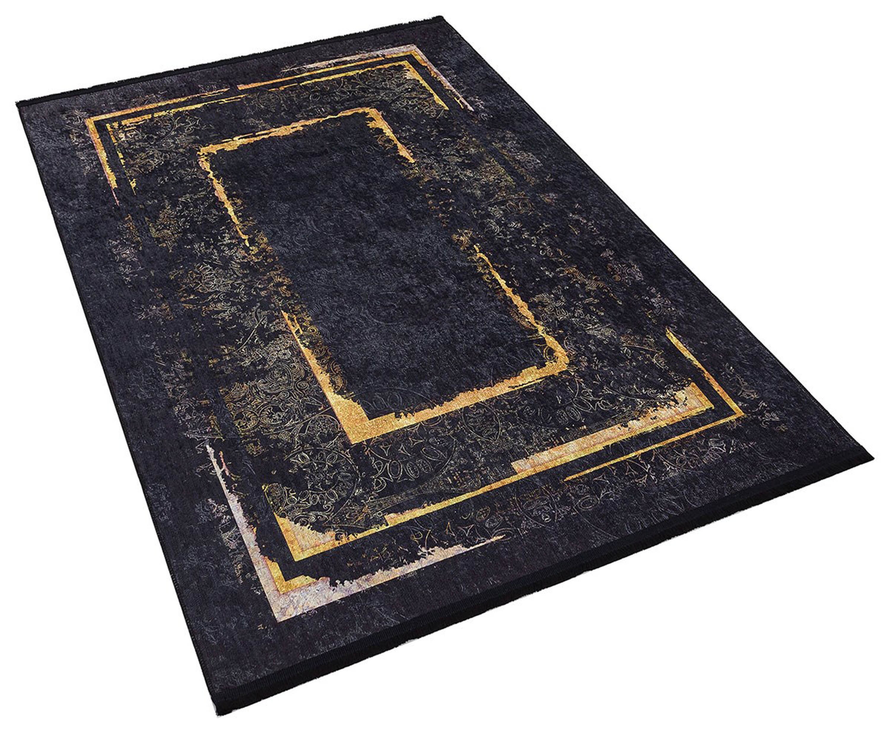 Black Gold Area Rug for Living Room Rugs Bedroom Kitchen Chic Etsy